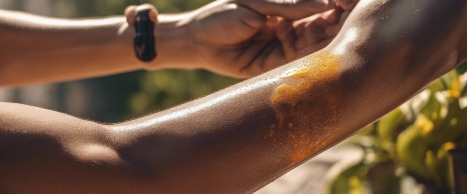 Applying sunscreen on skin